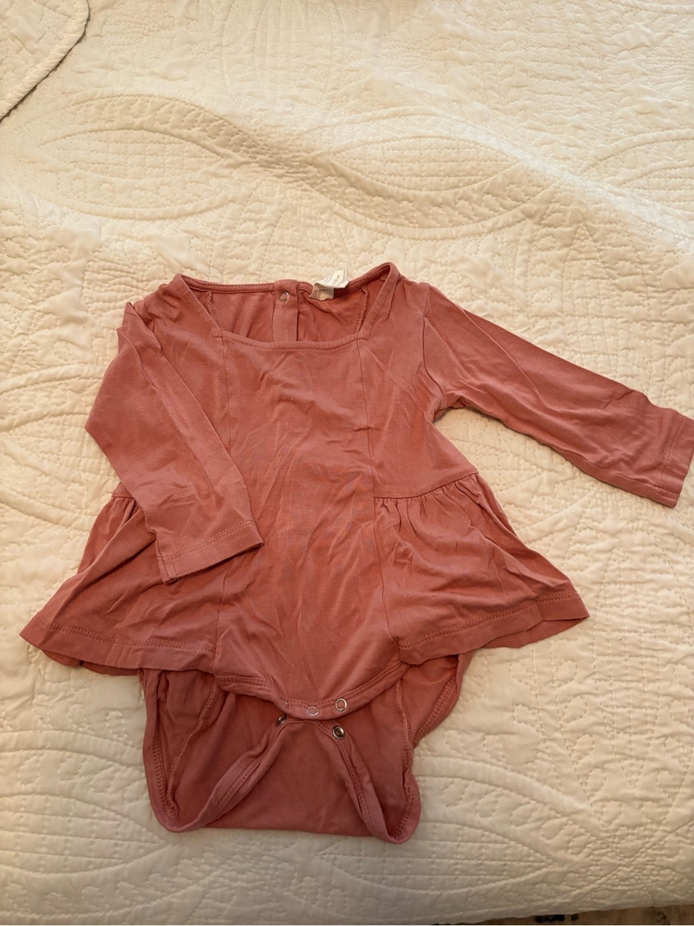Kate Quinn Girls Long-Sleeve Peplum Bodysuit in Dusty Rose